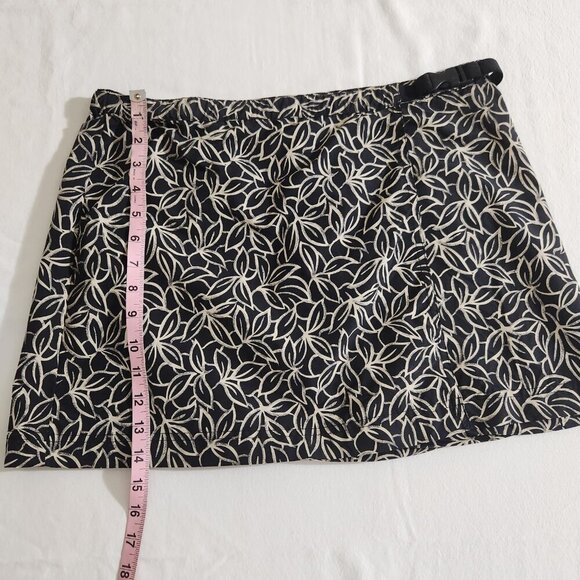 Eddie Bauer Women's Size L Black White Floral Nylon Mini Wrap Golf Skirt Sport - Picture 11 of 12